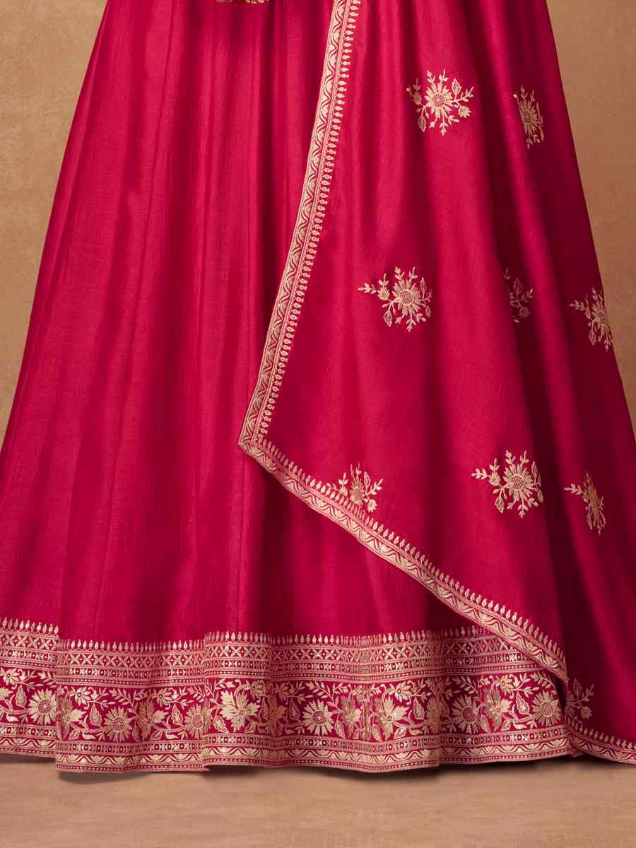 Red Premium Silk Embroidered Festival Casual Gown