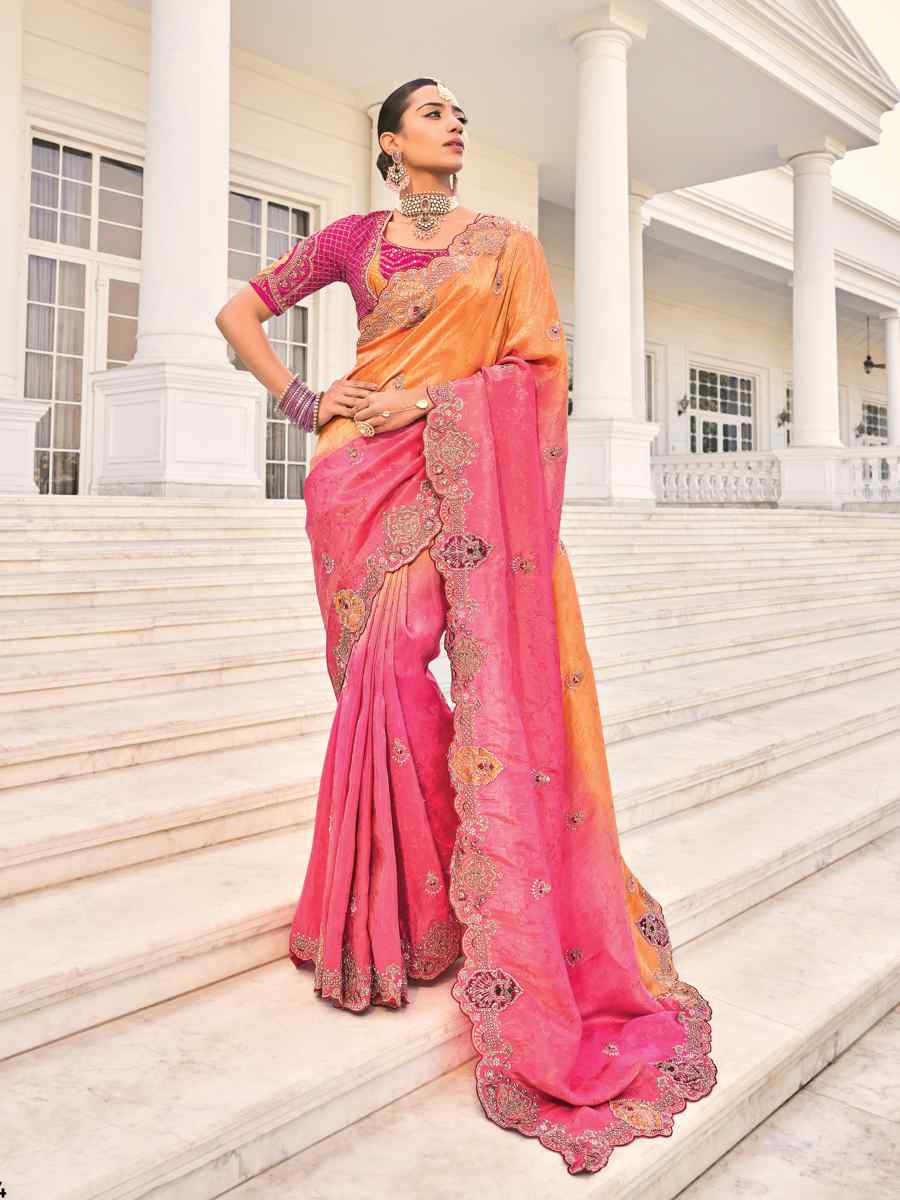 Red Pure Silk  Embroidered Festival Party Classic Style Saree