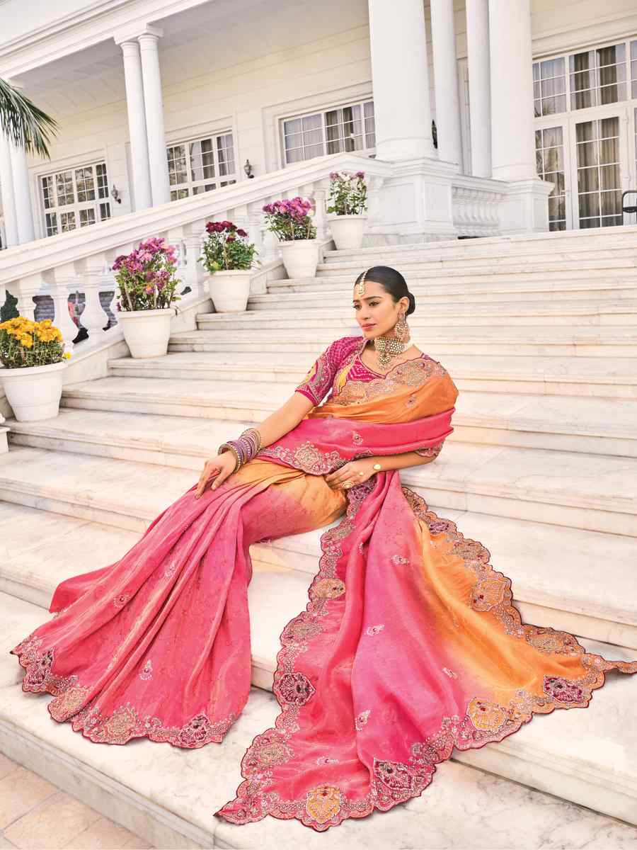 Red Pure Silk  Embroidered Festival Party Classic Style Saree