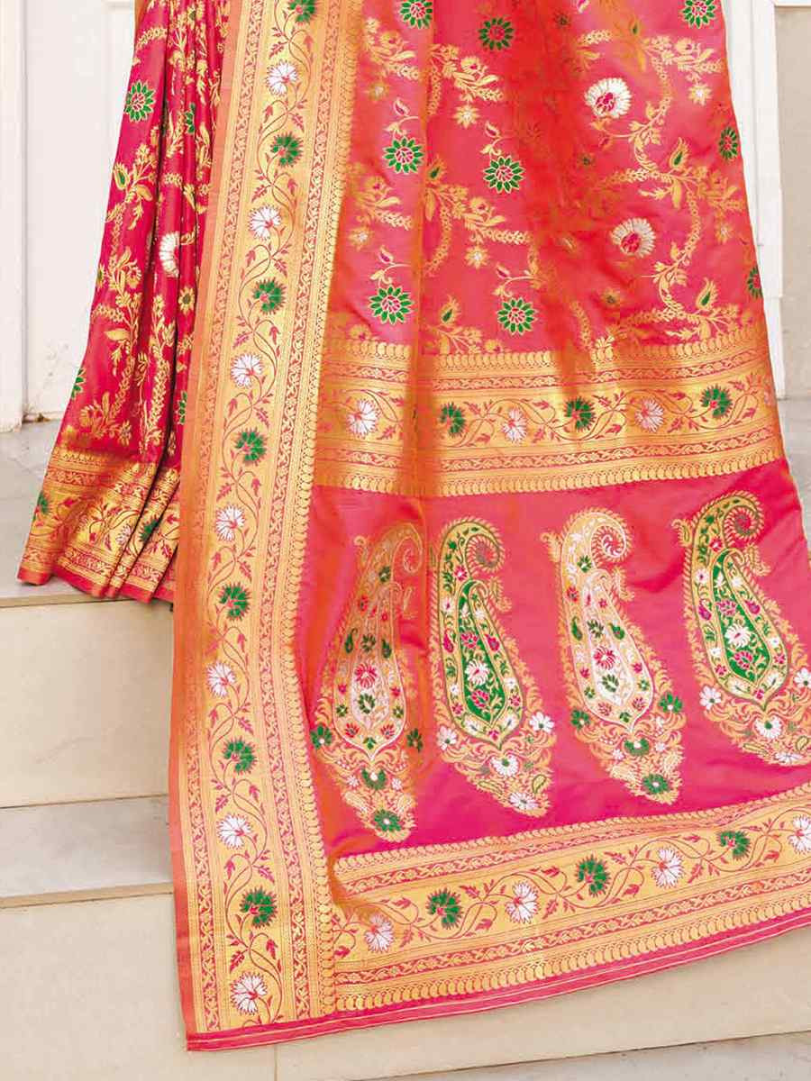 Red Silk Handwoven Festival Wedding Heavy Border Saree