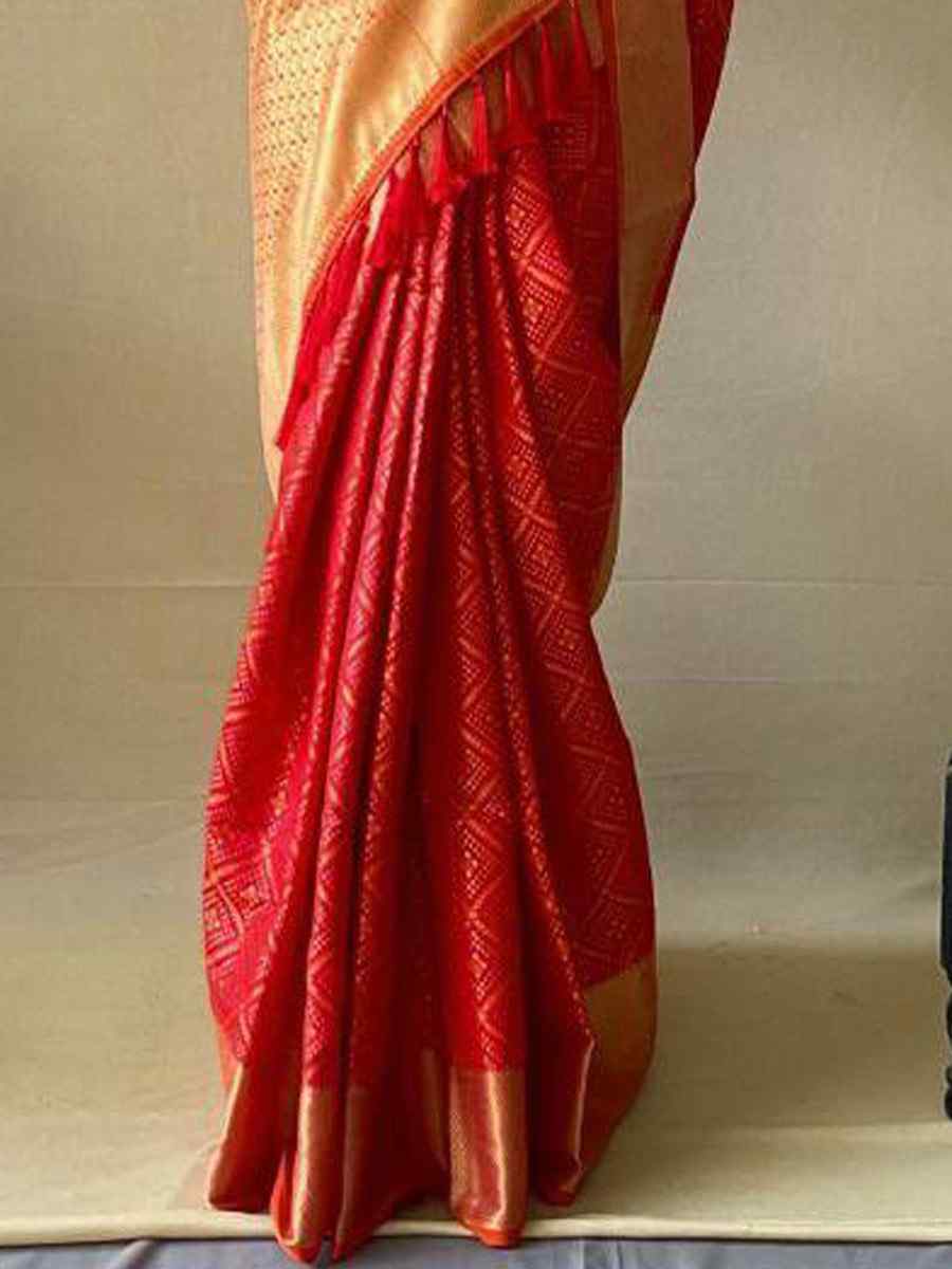 Red Soft Banarasi Silk Handwoven Festival Wedding Heavy Border Saree