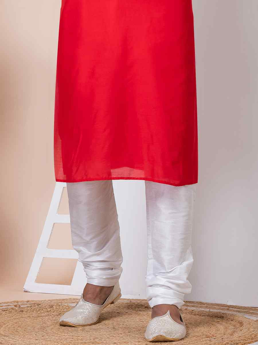 Red Viscose Printed Festival Mehendi Kurta