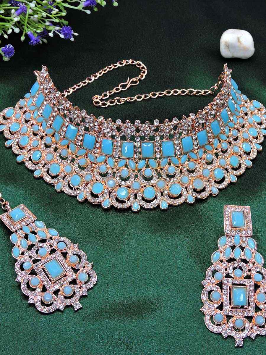 Rose Firozi Alloy Festival Wear Kundan Necklace