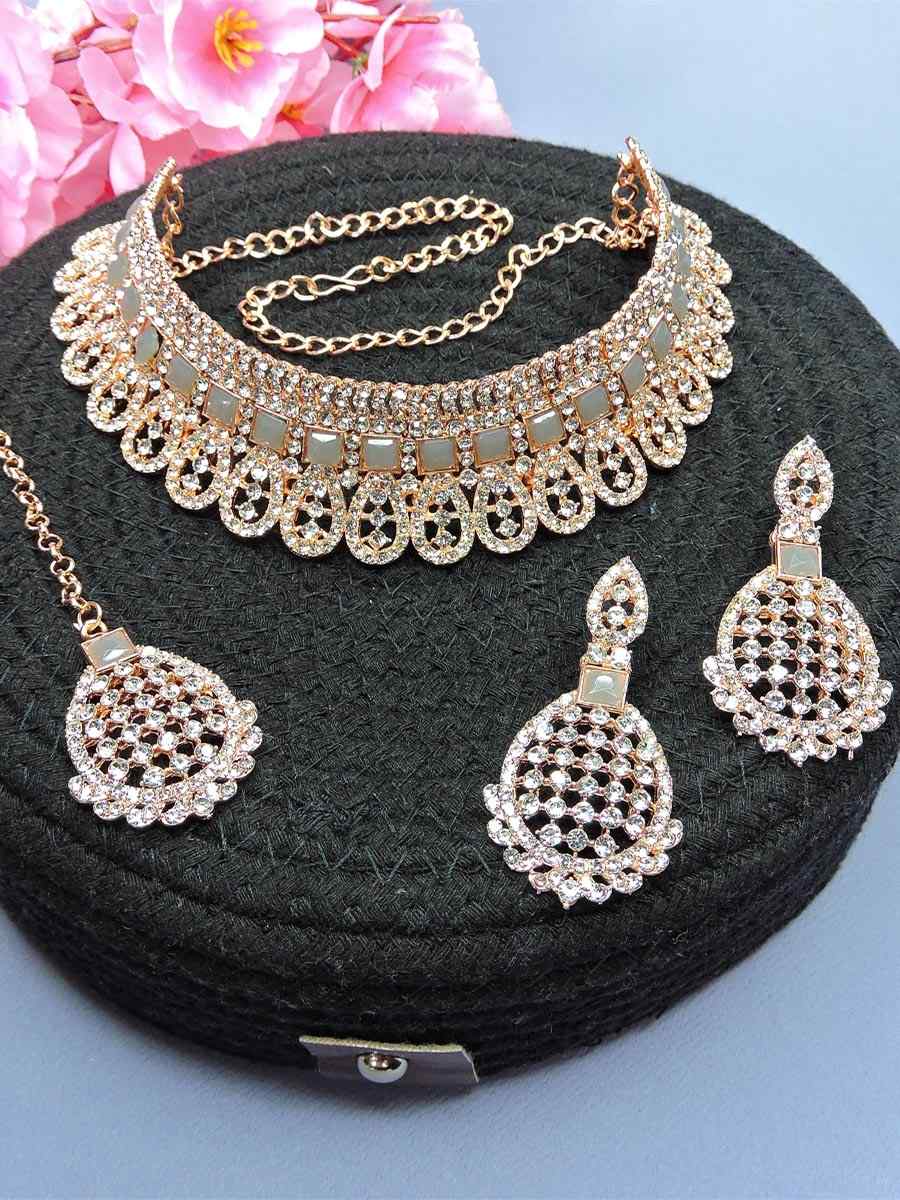 Rose Grey Alloy Festival Wear Kundan Necklace