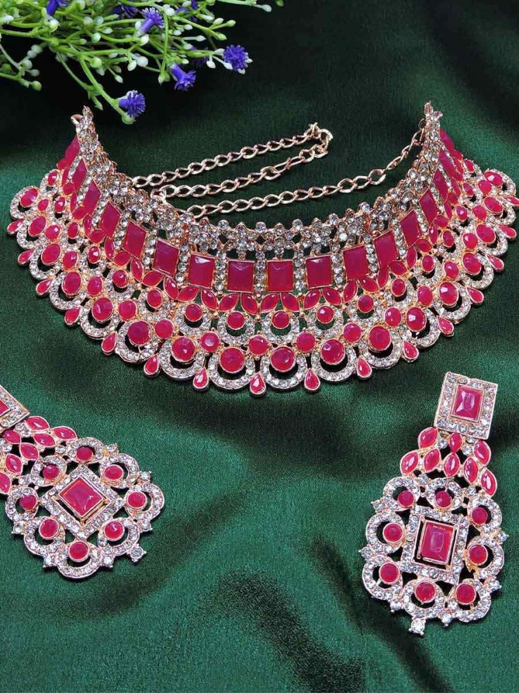 Rose Ruby Alloy Festival Wear Kundan Necklace