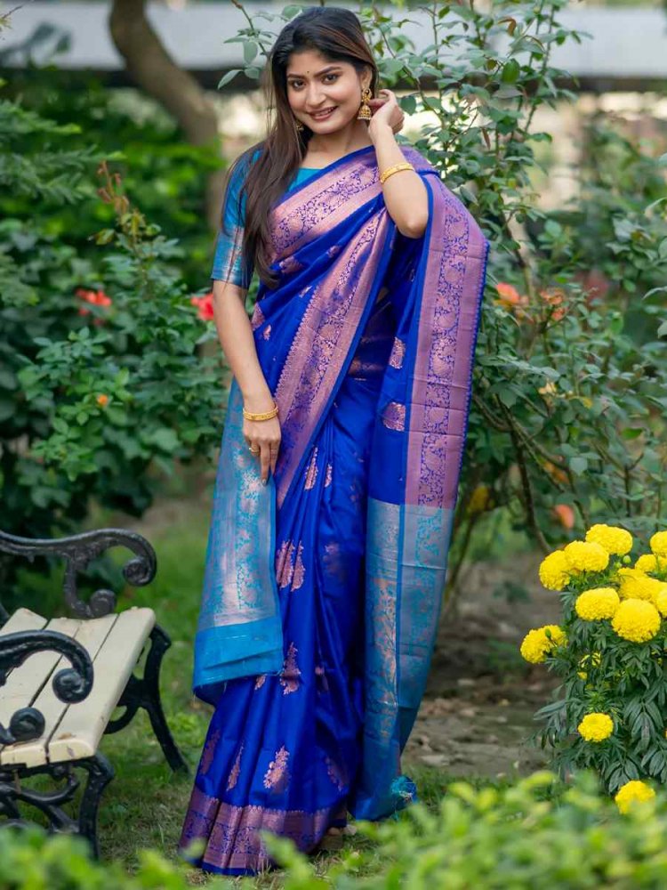 Royal Banarasi Silk Handwoven Festival Wedding Heavy Border Saree