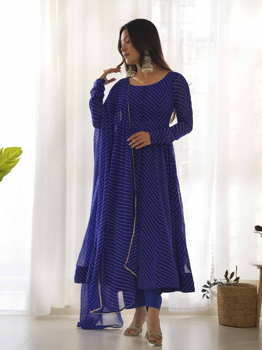 Royal Blue Heavy Pure Soft Georgette Printed Festival Casual Ready Anarkali Salwar Kameez