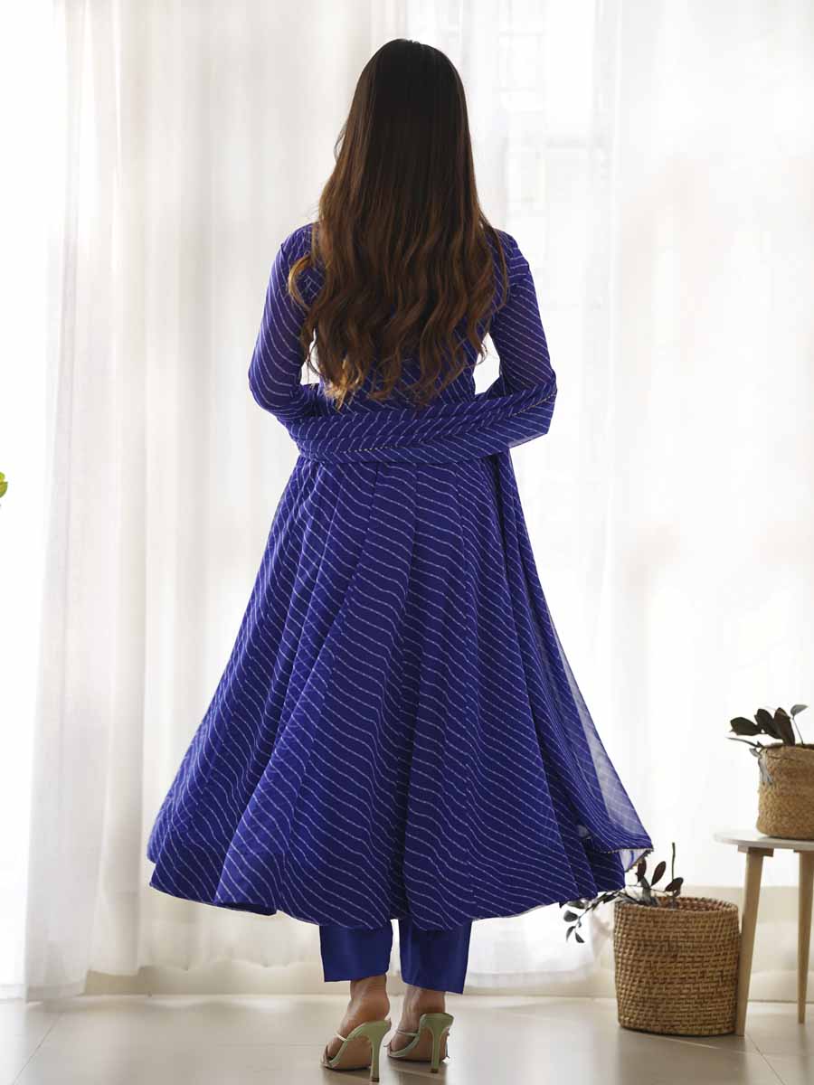 Royal Blue Heavy Pure Soft Georgette Printed Festival Casual Ready Anarkali Salwar Kameez