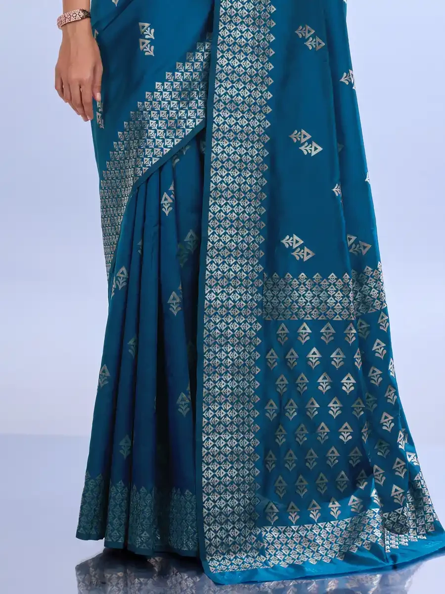 Royal Blue Litchi Kota Silk Handwoven Festival Wedding Heavy Border Saree