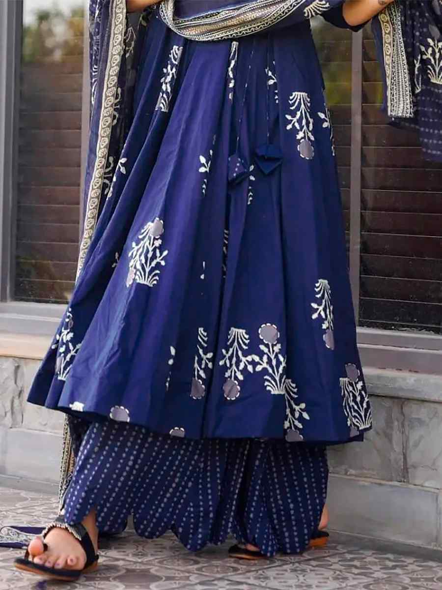 Royal Blue Pure Maslin�Printed Casual Festival Anarkali Salwar Kameez