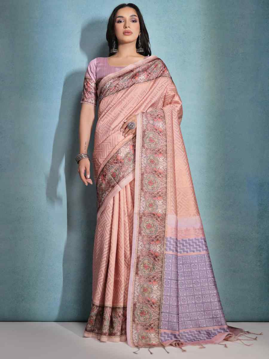 Rust Cotton Silk Handwoven Festival Wedding Heavy Border Saree