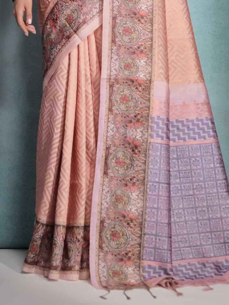 Rust Cotton Silk Handwoven Festival Wedding Heavy Border Saree