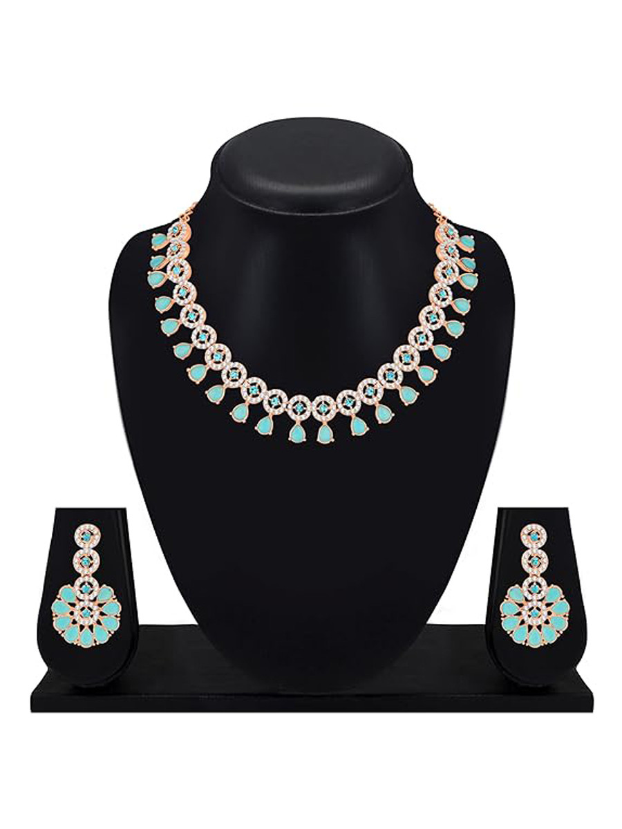 Sea Green Alloy Festival Wear Kundan Necklace