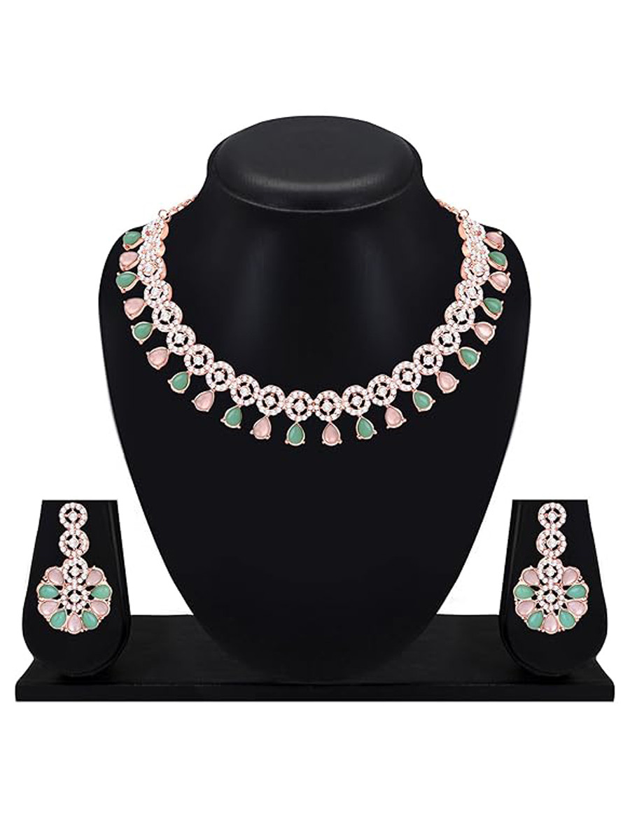 Sea Green Alloy Festival Wear Kundan Necklace