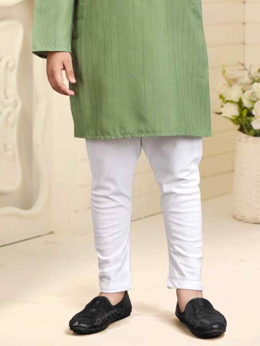 Sea Green Pure Cotton Slub Zardosi Festival Traditional Kurta Pyjama Boys Wear