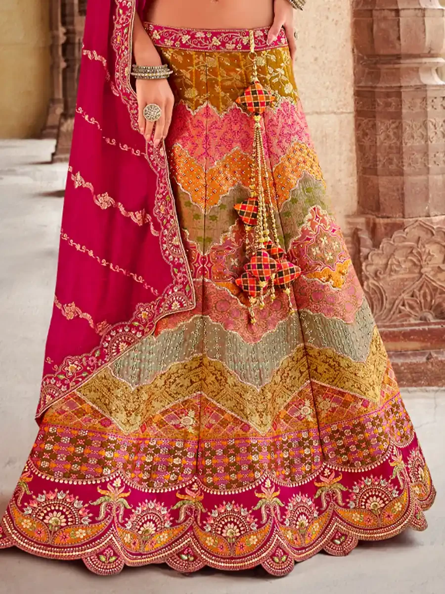 Sea Green Silk Embroidered Wedding Bridal Heavy Border Lehenga Choli