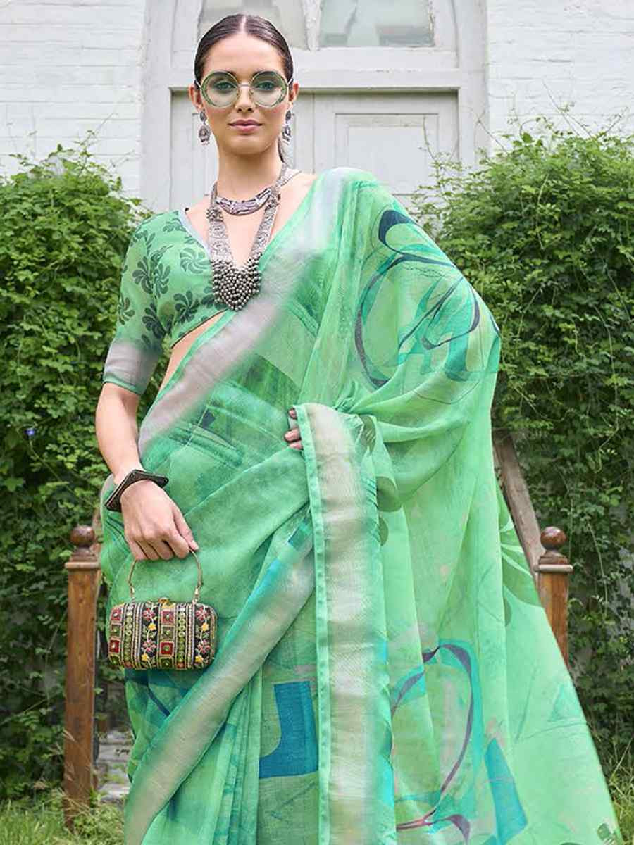 Sea Green Silk Handwoven Festival Casual Classic Style Saree