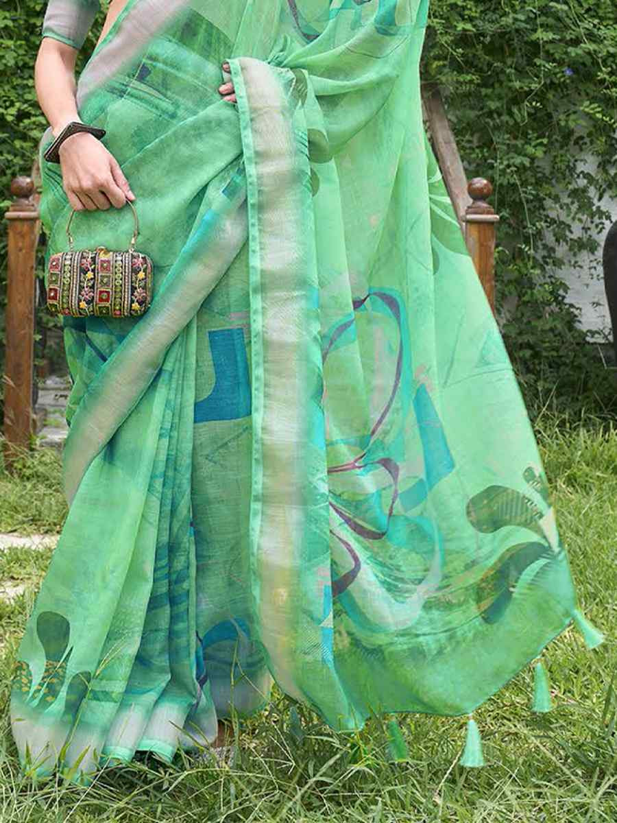 Sea Green Silk Handwoven Festival Casual Classic Style Saree