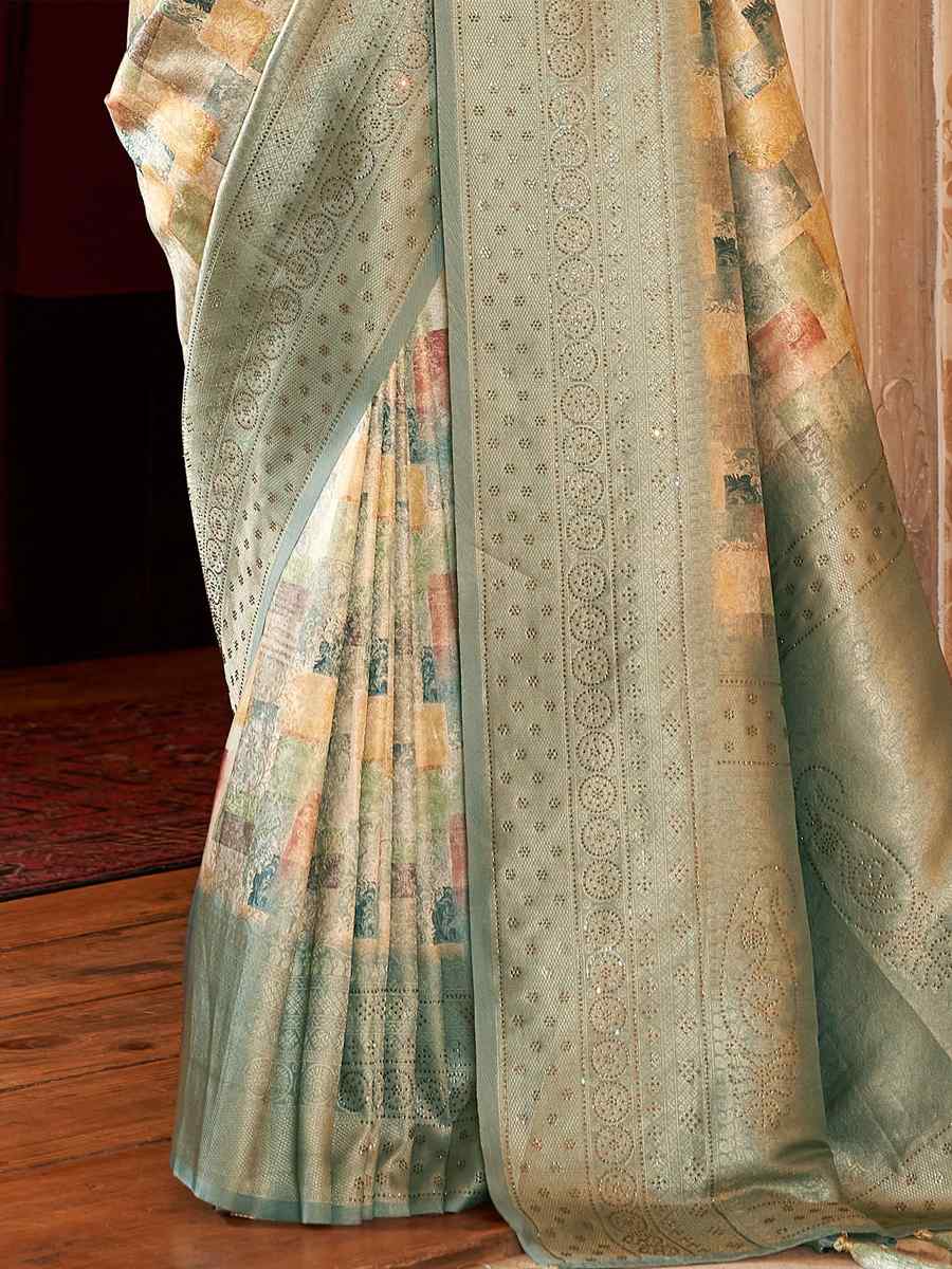 Sea Green Soft Silk Handwoven Wedding Festival Heavy Border Saree