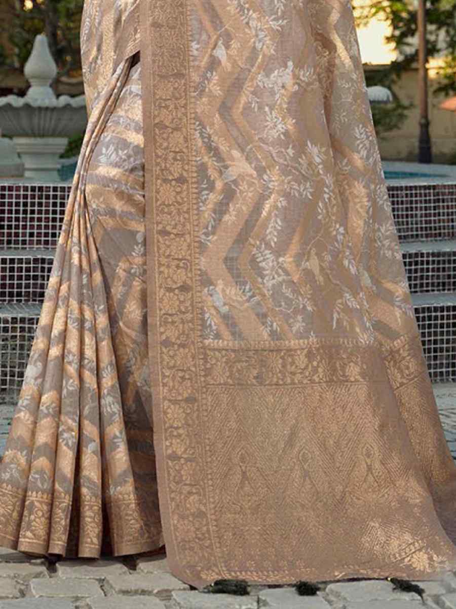 Silver Organza Handwoven Festival Wedding Heavy Border Saree