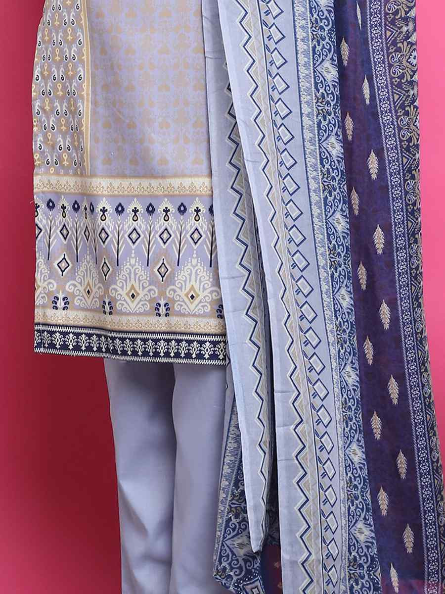 Sky Blue Cotton Embroidered Casual Festival Pant Salwar Kameez