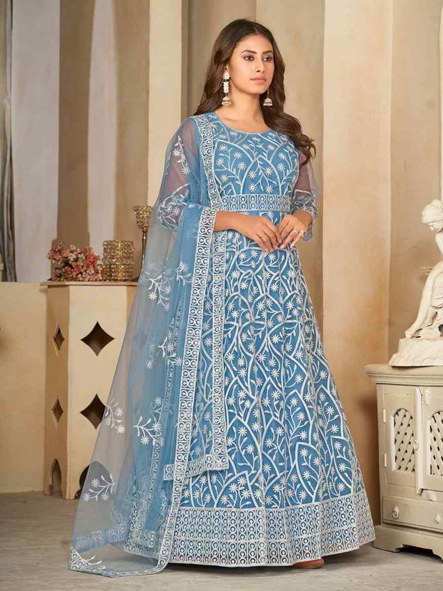 Sky Net Embroidered Festival Wedding Anarkali Salwar Kameez