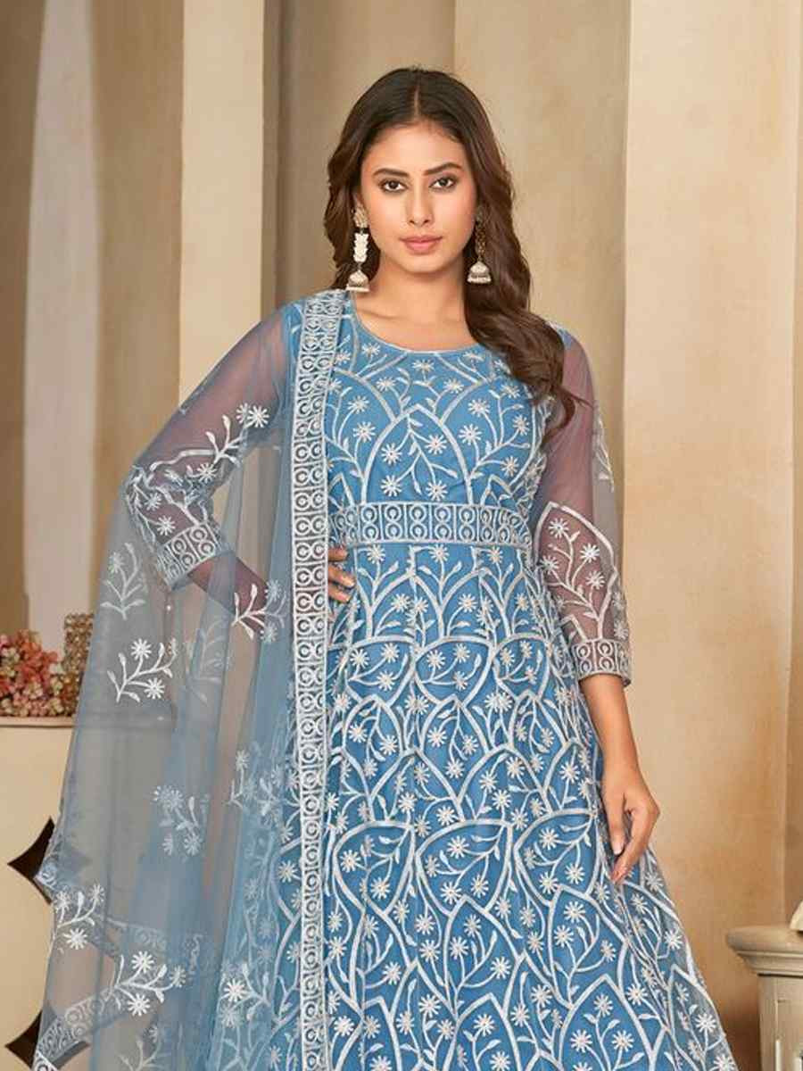 Sky Net Embroidered Festival Wedding Anarkali Salwar Kameez