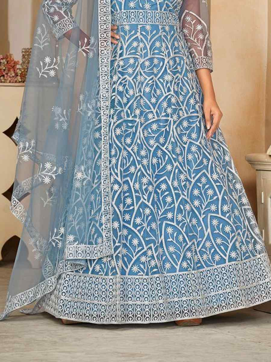 Sky Net Embroidered Festival Wedding Anarkali Salwar Kameez