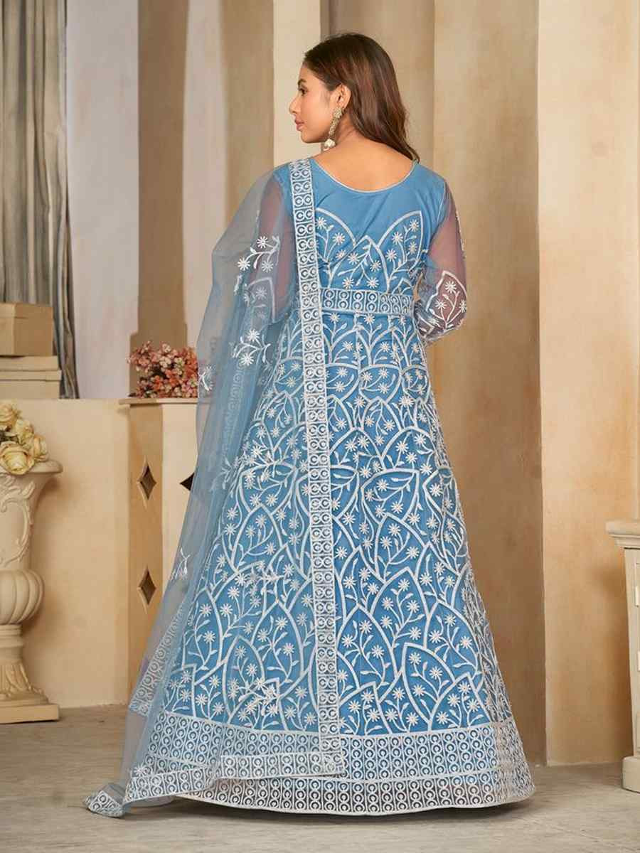 Sky Net Embroidered Festival Wedding Anarkali Salwar Kameez