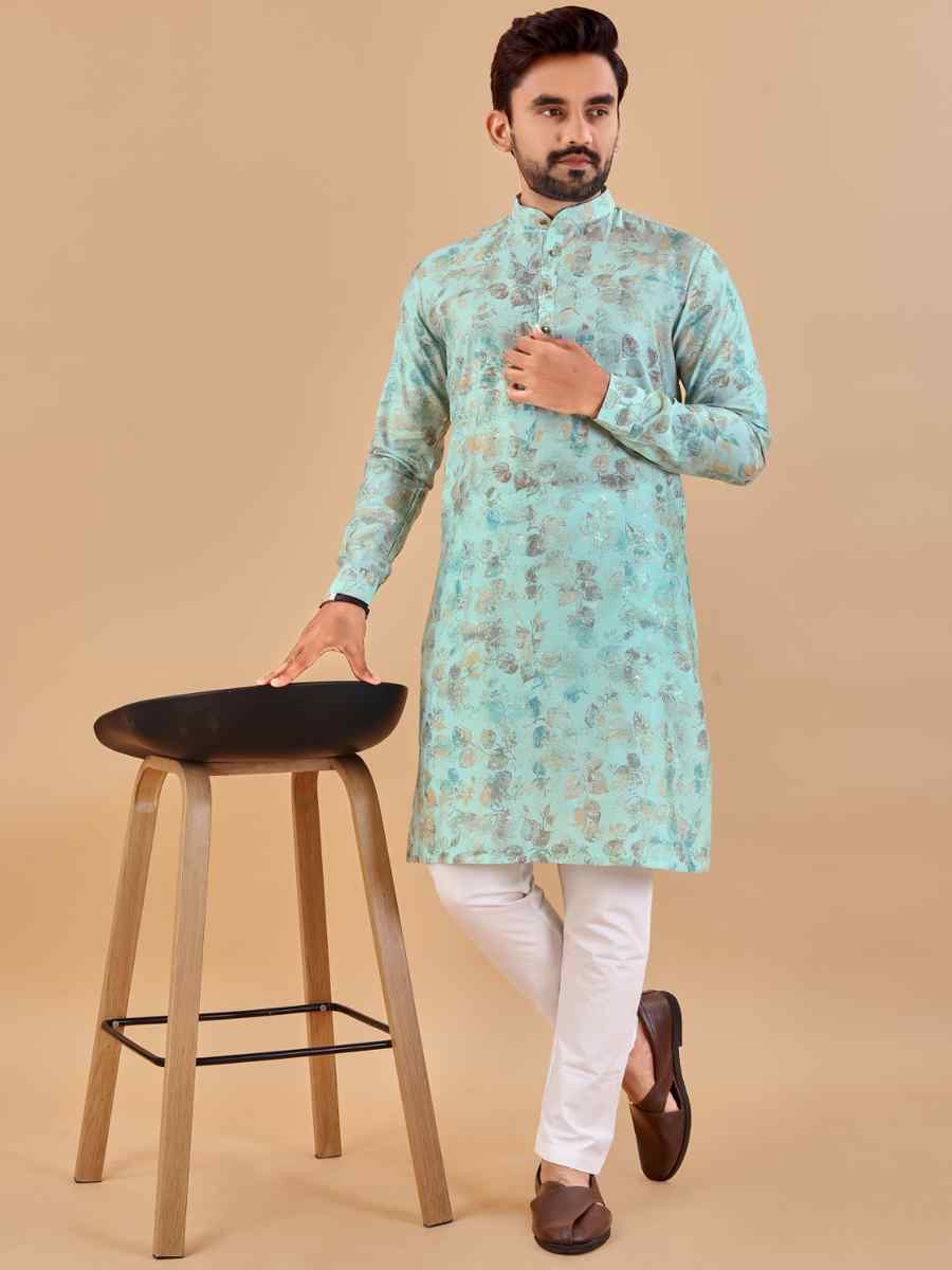 Sky Premium Soft Cotton Printed Festival Casual Kurta