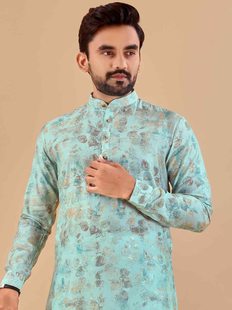 Sky Premium Soft Cotton Printed Festival Casual Kurta