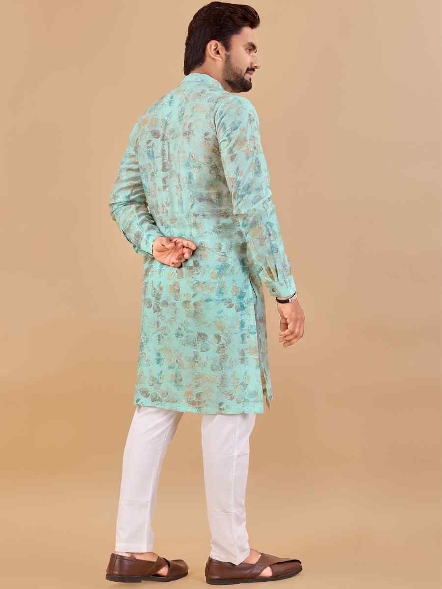 Sky Premium Soft Cotton Printed Festival Casual Kurta