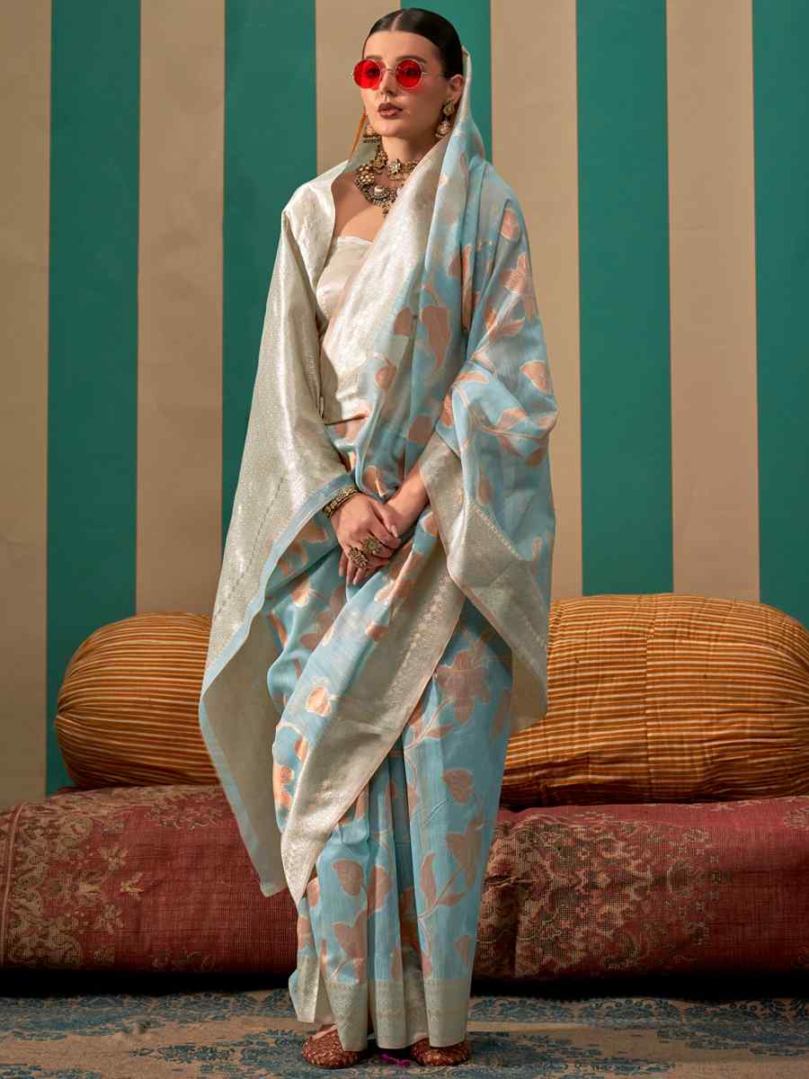 Sky Silk Handwoven Festival Wedding Heavy Border Saree