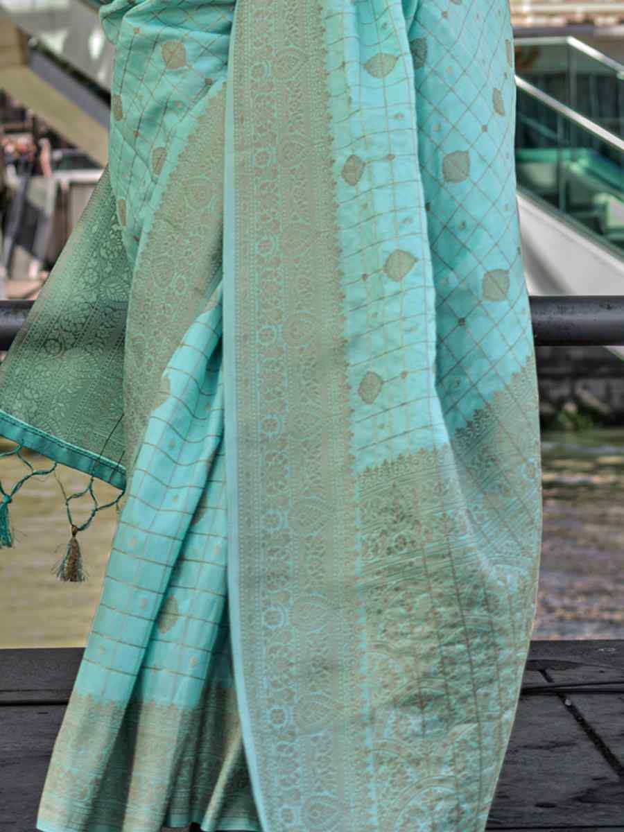 Sky Silk Handwoven Festival Wedding Heavy Border Saree