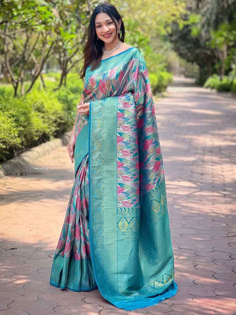 Sky Silk Handwoven Wedding Festival Heavy Border Saree