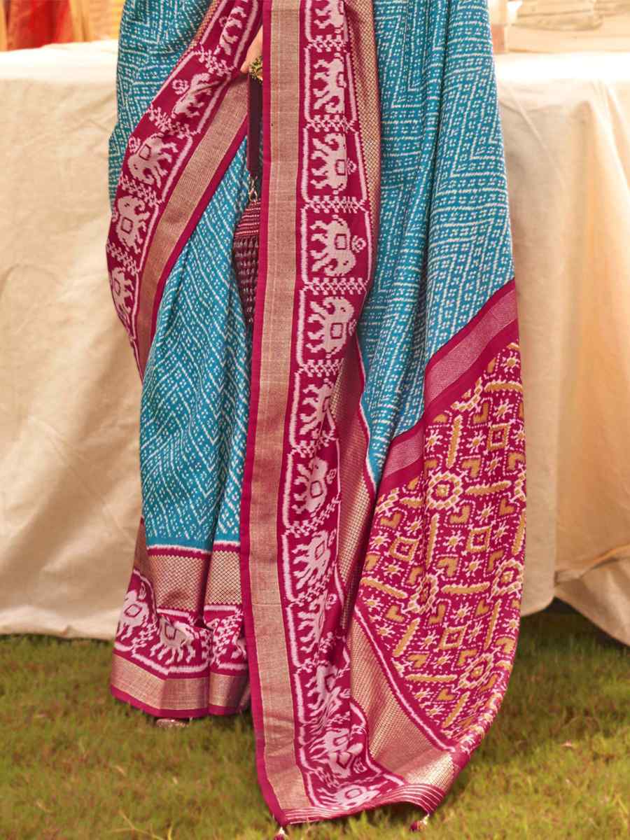 Sky Silk Handwoven Wedding Festival Heavy Border Saree