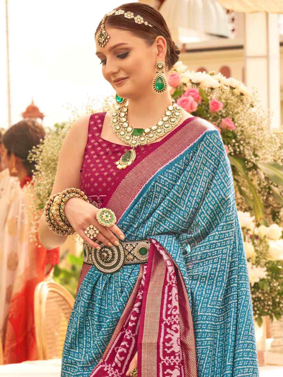 Sky Silk Handwoven Wedding Festival Heavy Border Saree