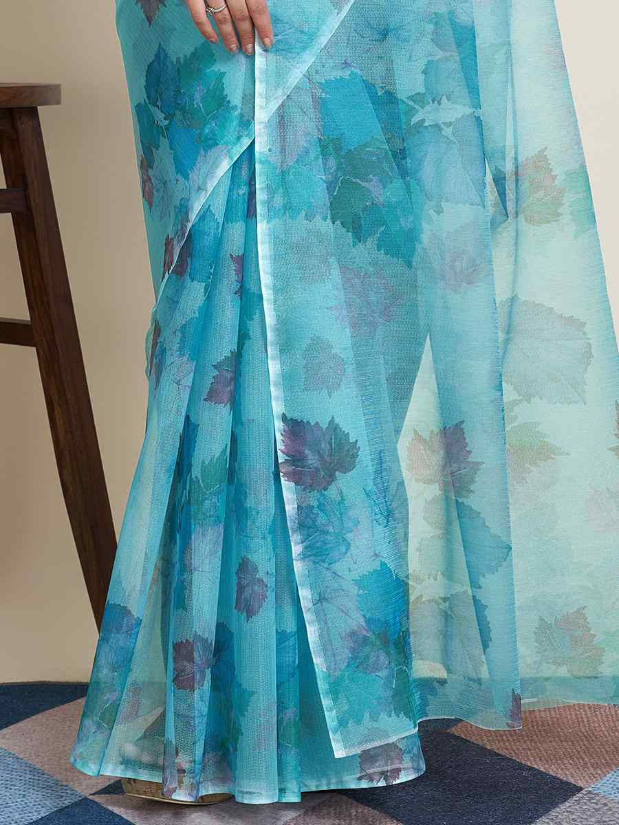 Sky Super Net Printed Festival Casual Contemporary Saree