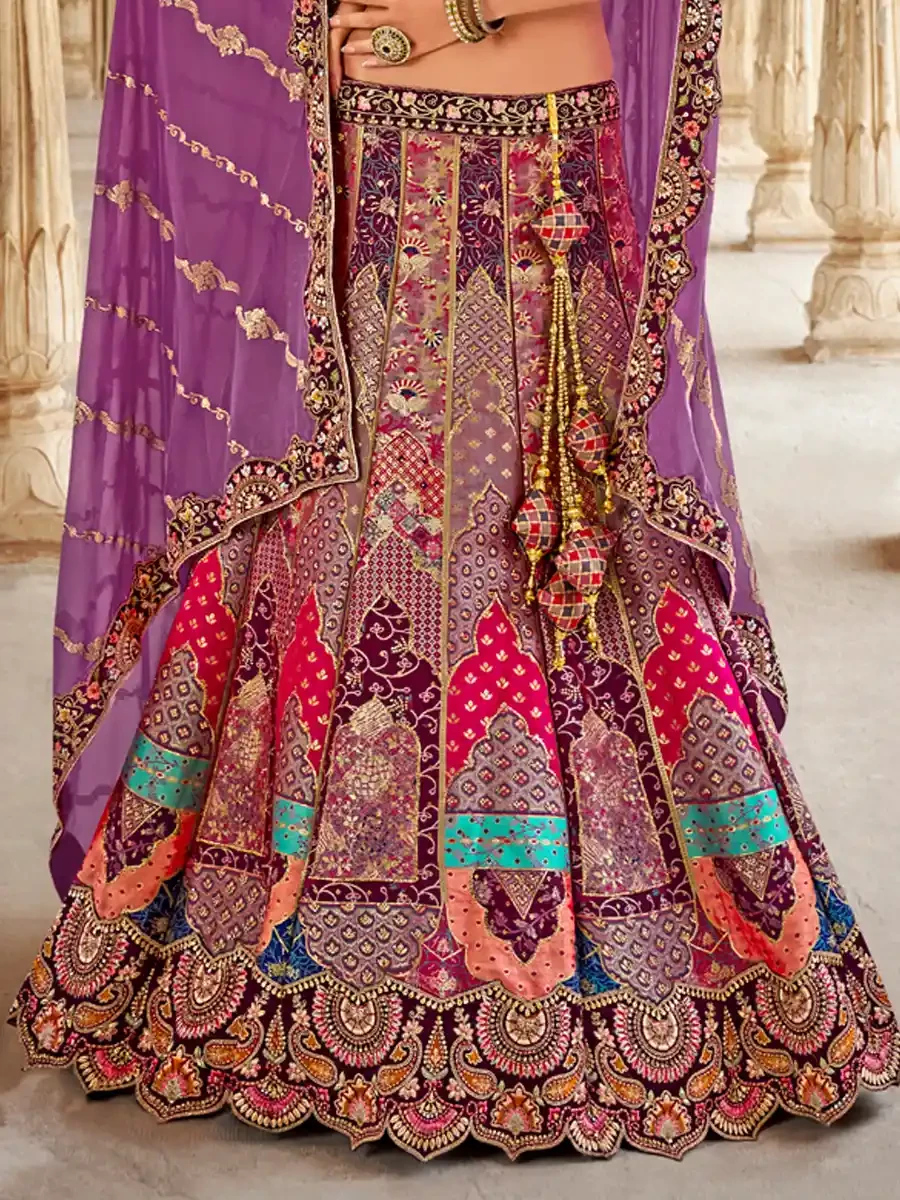 Turquoise Silk Embroidered Wedding Bridal Heavy Border Lehenga Choli