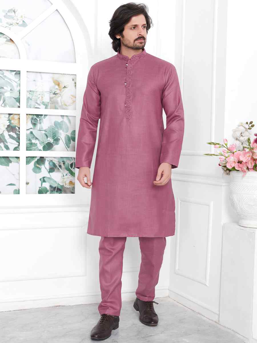 Violet Premium Linen Cotton Plain Festival Casual Kurta