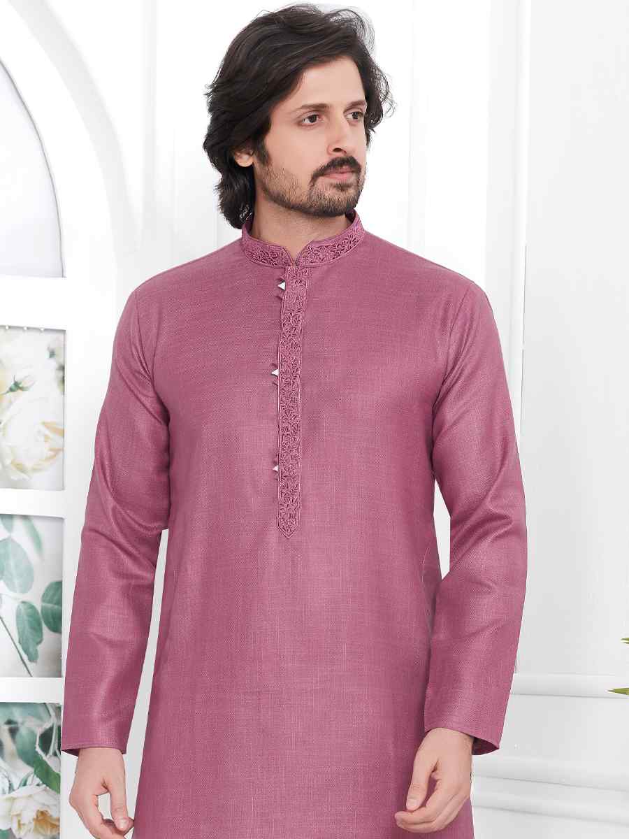 Violet Premium Linen Cotton Plain Festival Casual Kurta