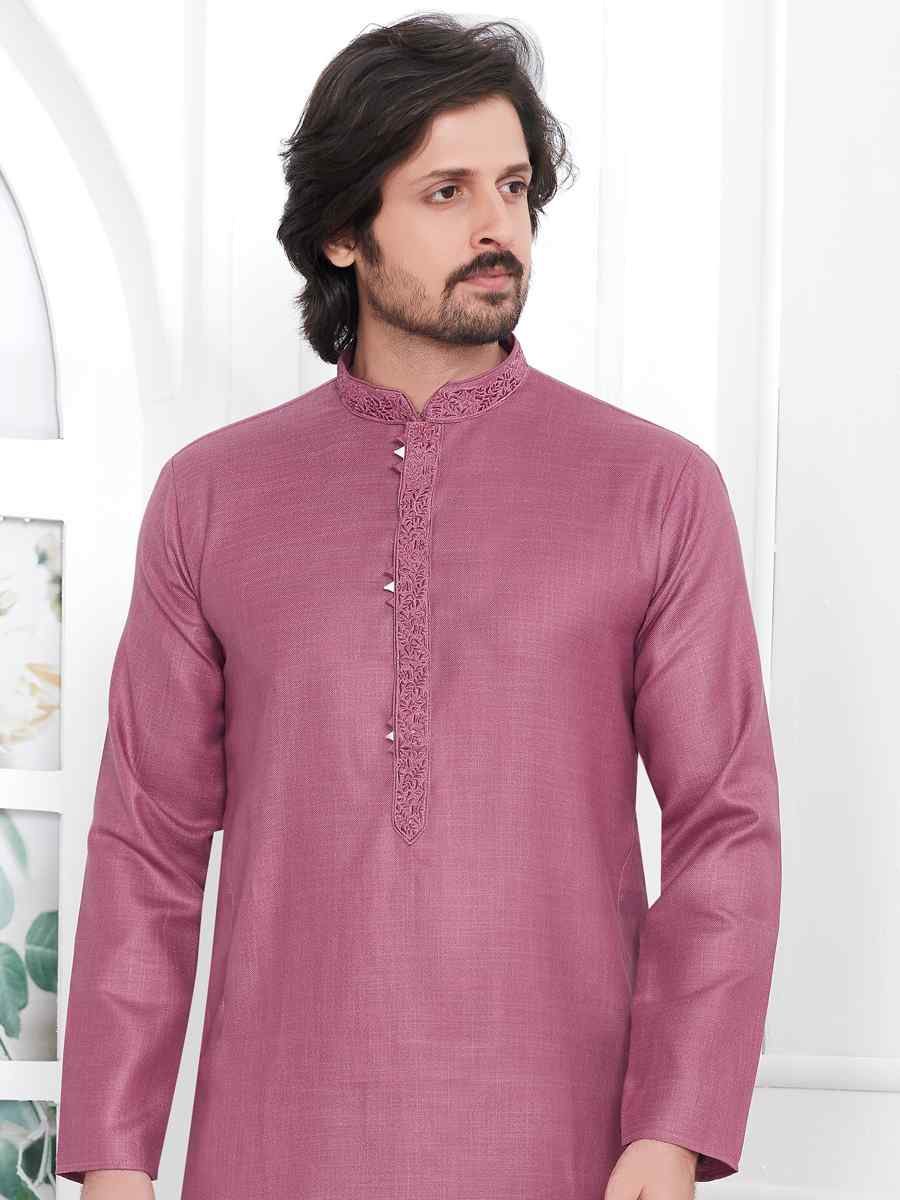 Violet Premium Linen Cotton Plain Festival Casual Kurta