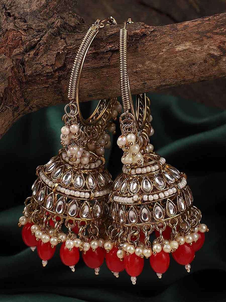 White Alloy Festival Wear Kundan Earrings