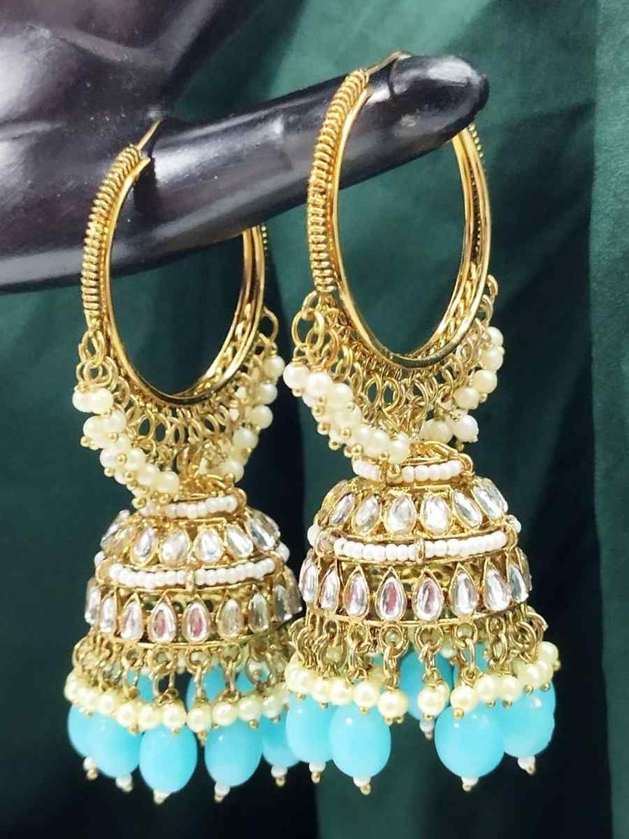 White Alloy Festival Wear Kundan Earrings