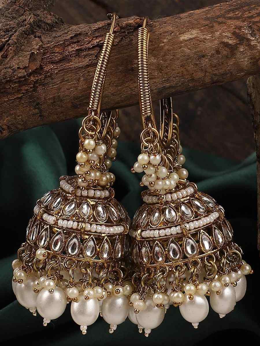 White Alloy Festival Wear Kundan Earrings