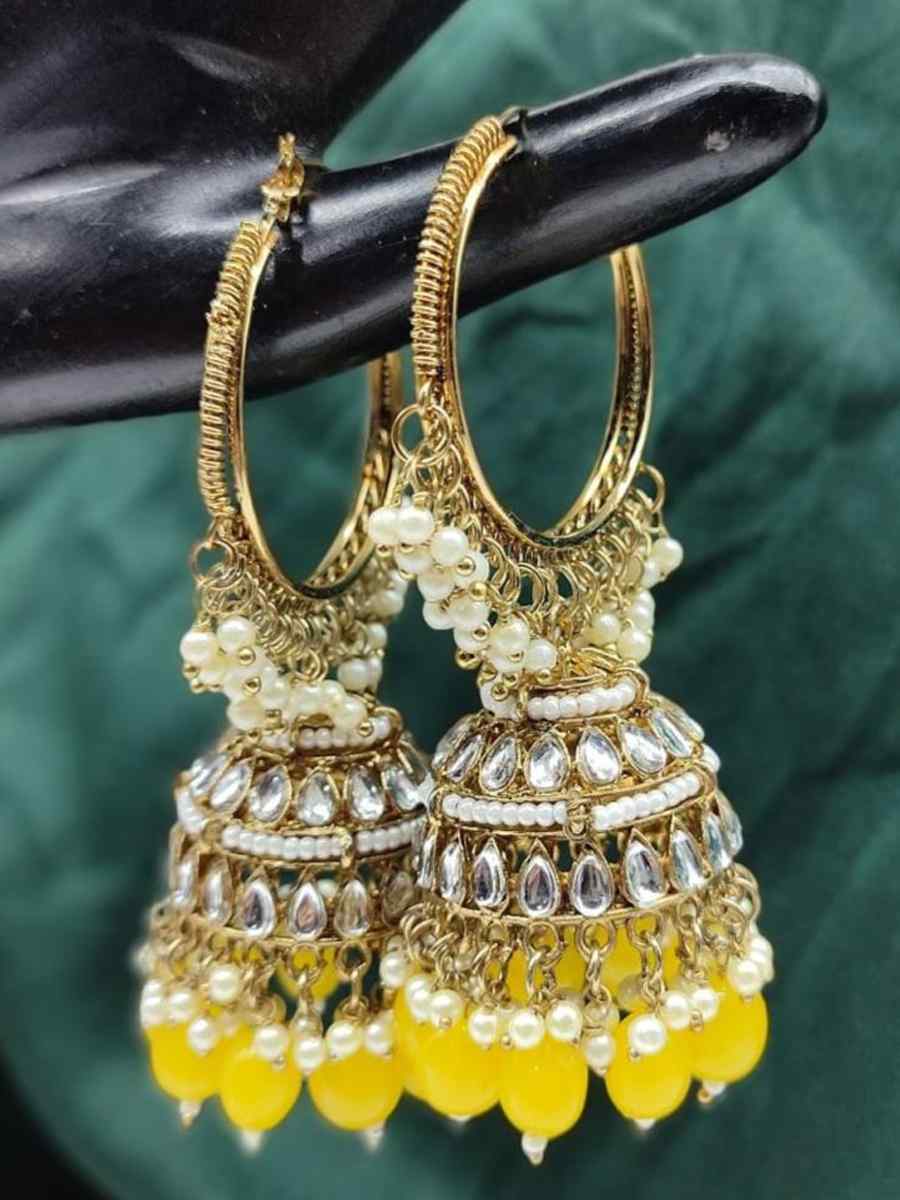 White Alloy Festival Wear Kundan Earrings