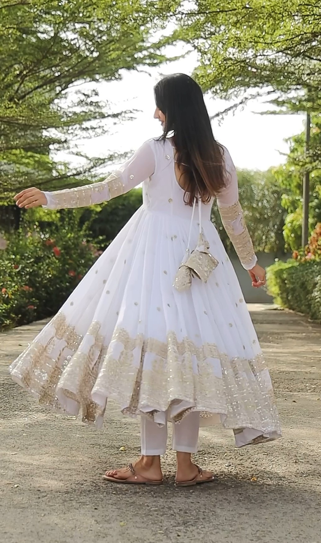 White Georgette Embroidered Festival Casual Ready Anarkali Salwar Kameez