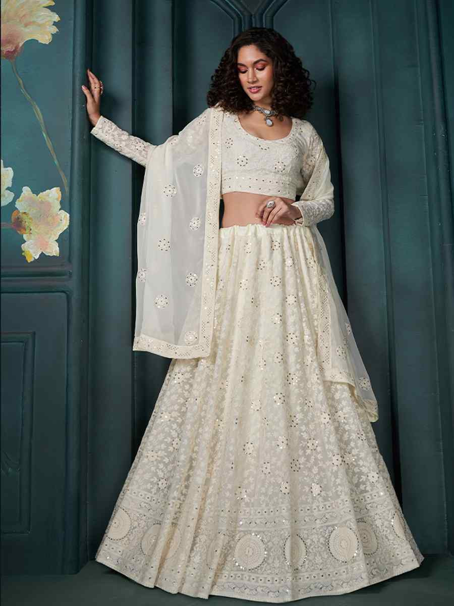 White Net Embroidered Festival Wedding Anarkali Salwar Kameez