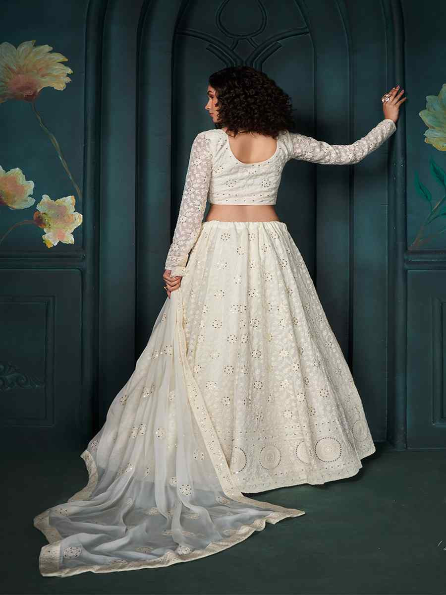 White Net Embroidered Festival Wedding Anarkali Salwar Kameez