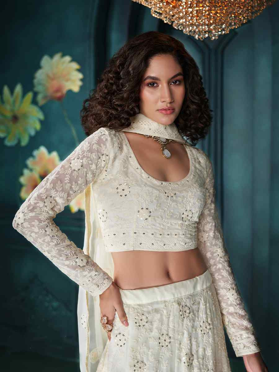 White Net Embroidered Festival Wedding Anarkali Salwar Kameez